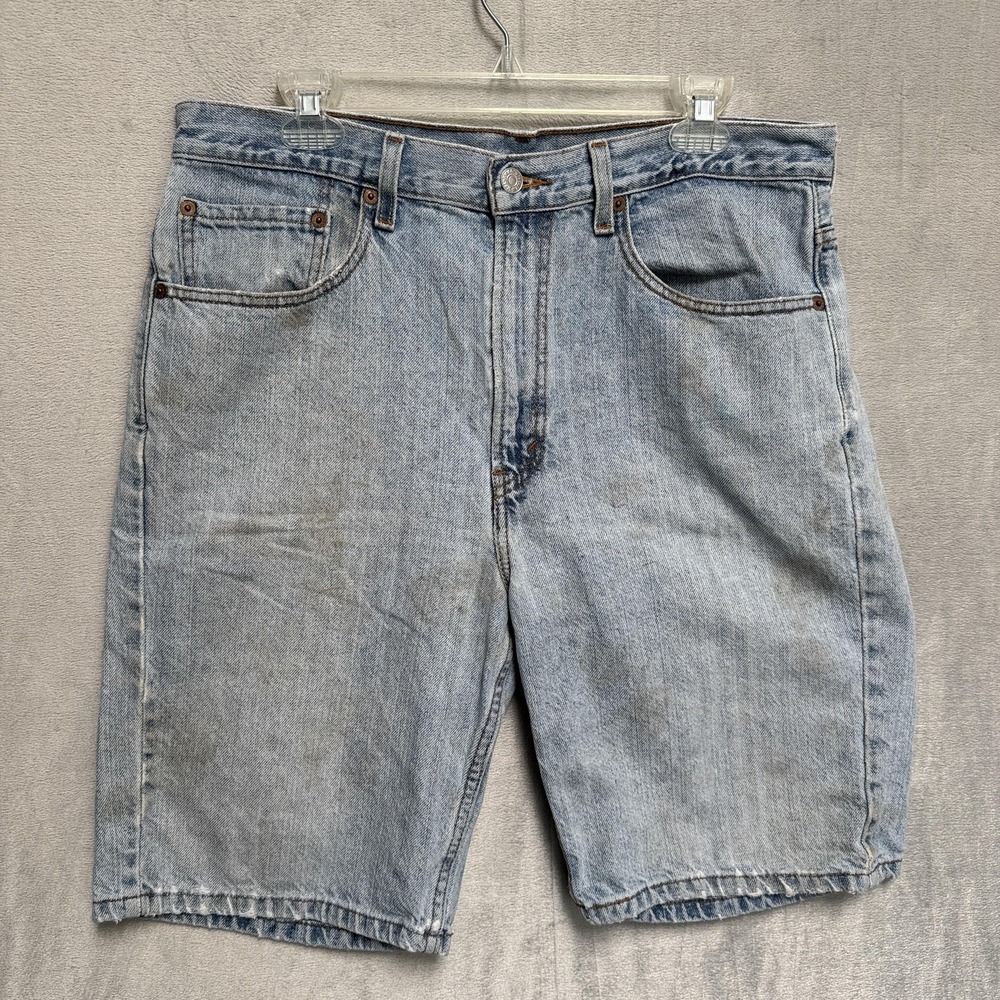 Levis‎ Shorts Mens 34 Blue Light Wash Bermuda 12 Inch Cotton 505 Regular